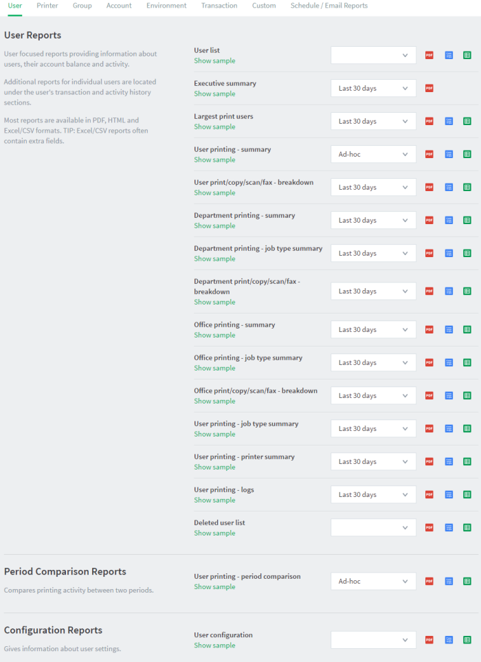 Report Formats